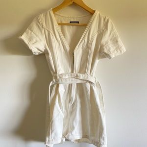 white denim romper